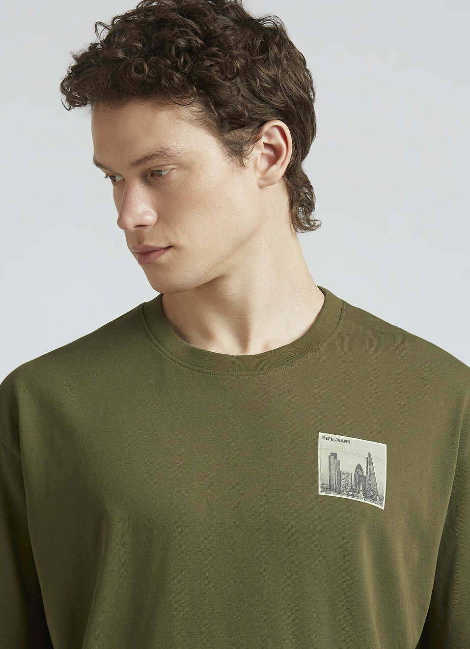 Olive Back Print Short Sleeve Oversized T-shirt, , large image number 4