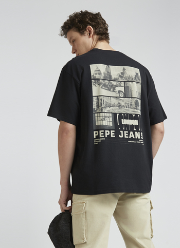 Black Back Print Short Sleeve Oversized T-shirt