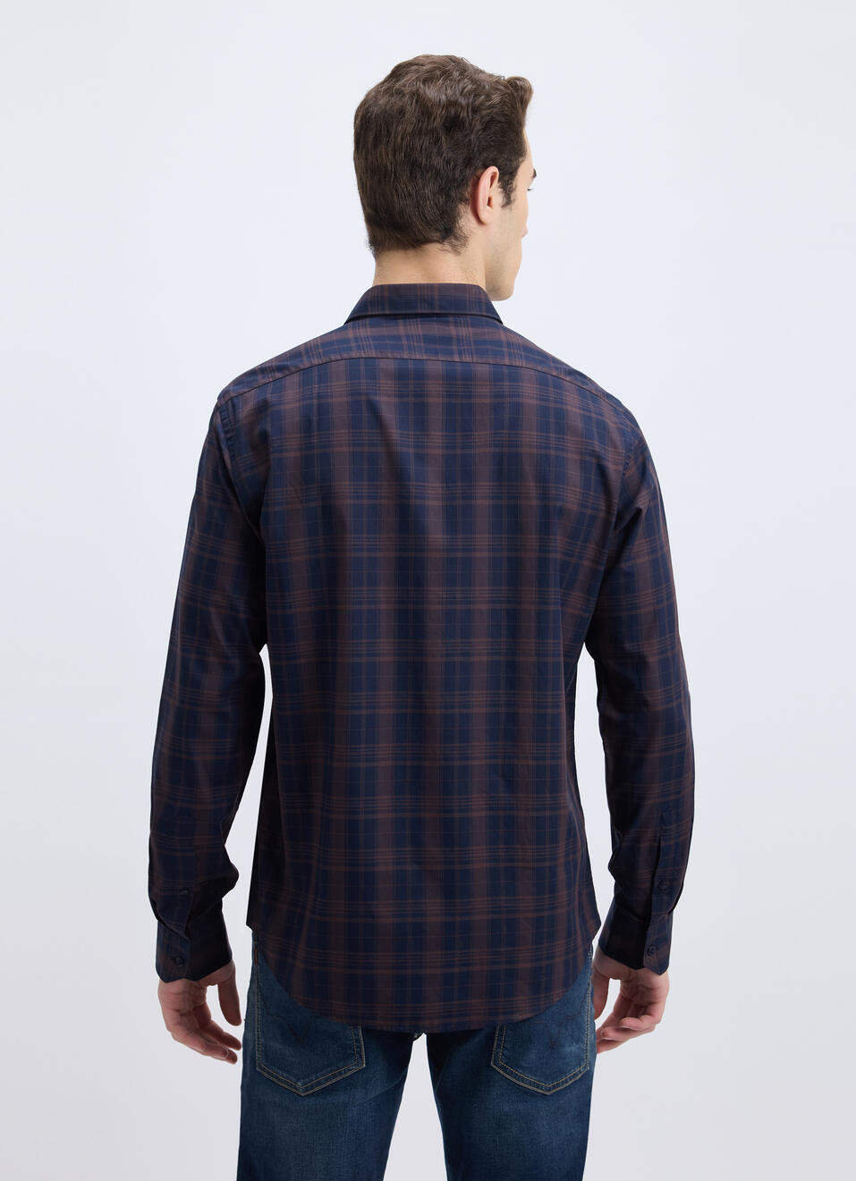Men Peach Check Full Sleeve Shirt, , large image number 2