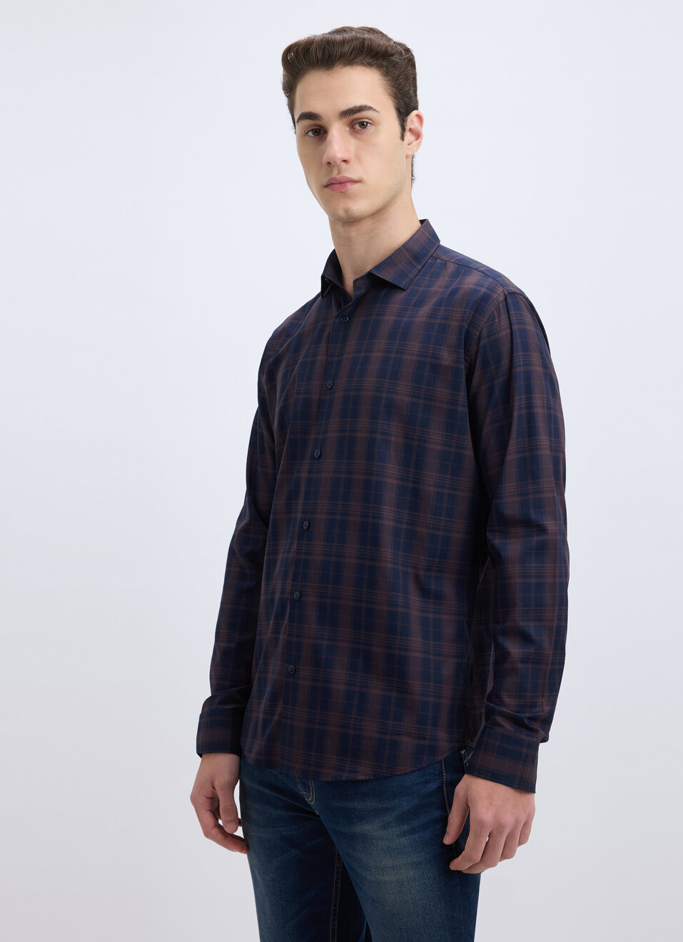Men Peach Check Full Sleeve Shirt, , large image number 3