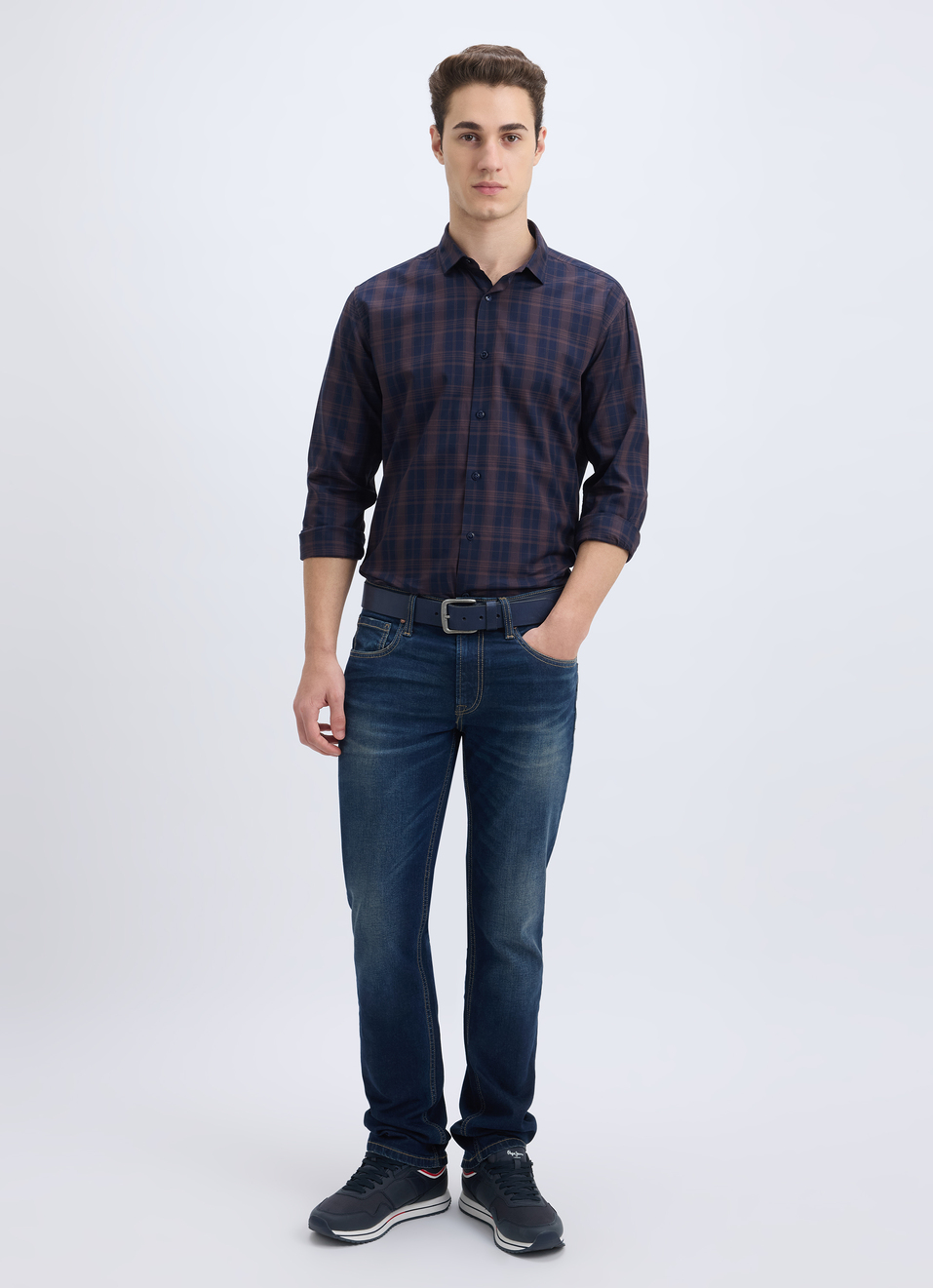 Men Peach Check Full Sleeve Shirt, , large image number 5