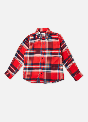 Boys Red Check Full Sleeve Shirt