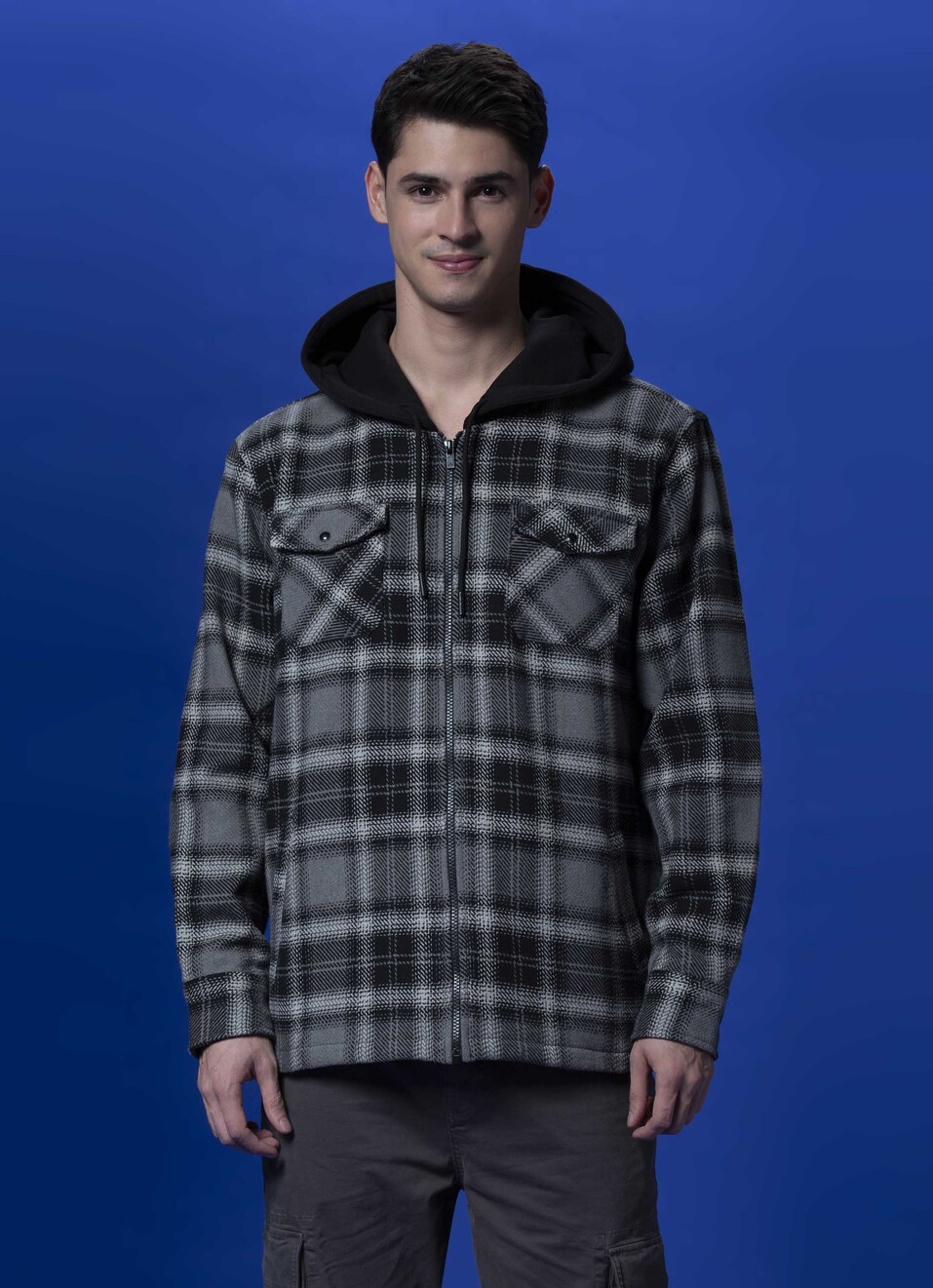 Black Check Full Sleeve Shacket, , large image number 1