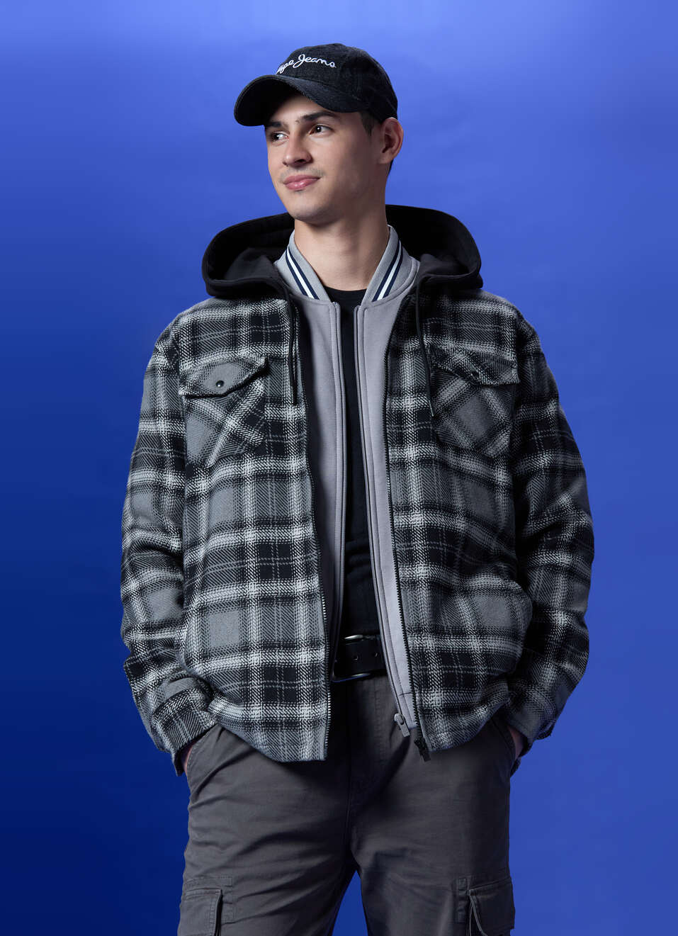 Black Check Full Sleeve Shacket, , large image number 0