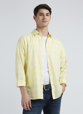 Yellow Check Full Sleeve Shirt