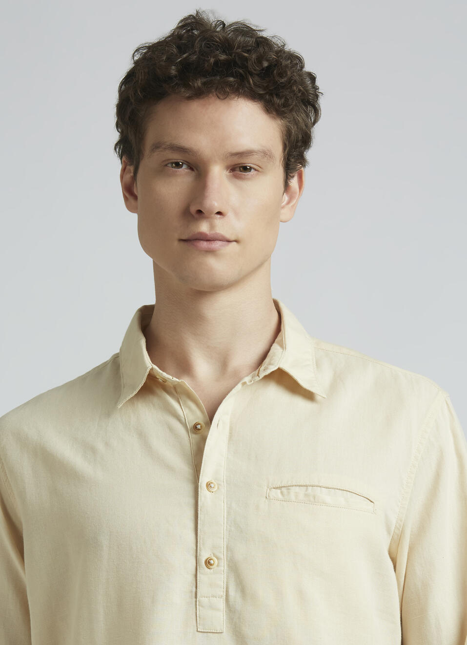 Beige Half Placket Full Sleeve Shirt, , large image number 4