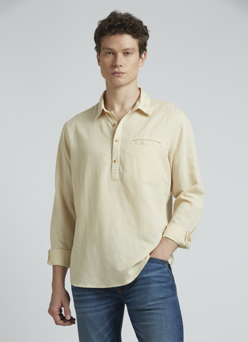 Beige Half Placket Full Sleeve Shirt