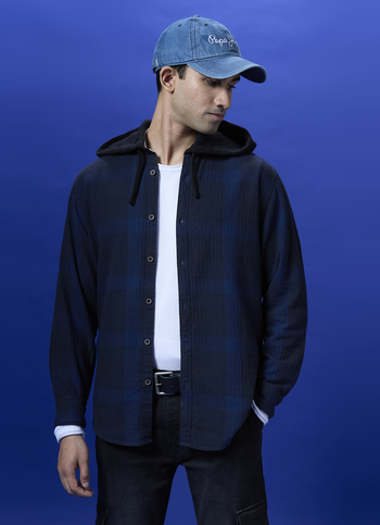 Navy Checked Full Sleeved Shirt