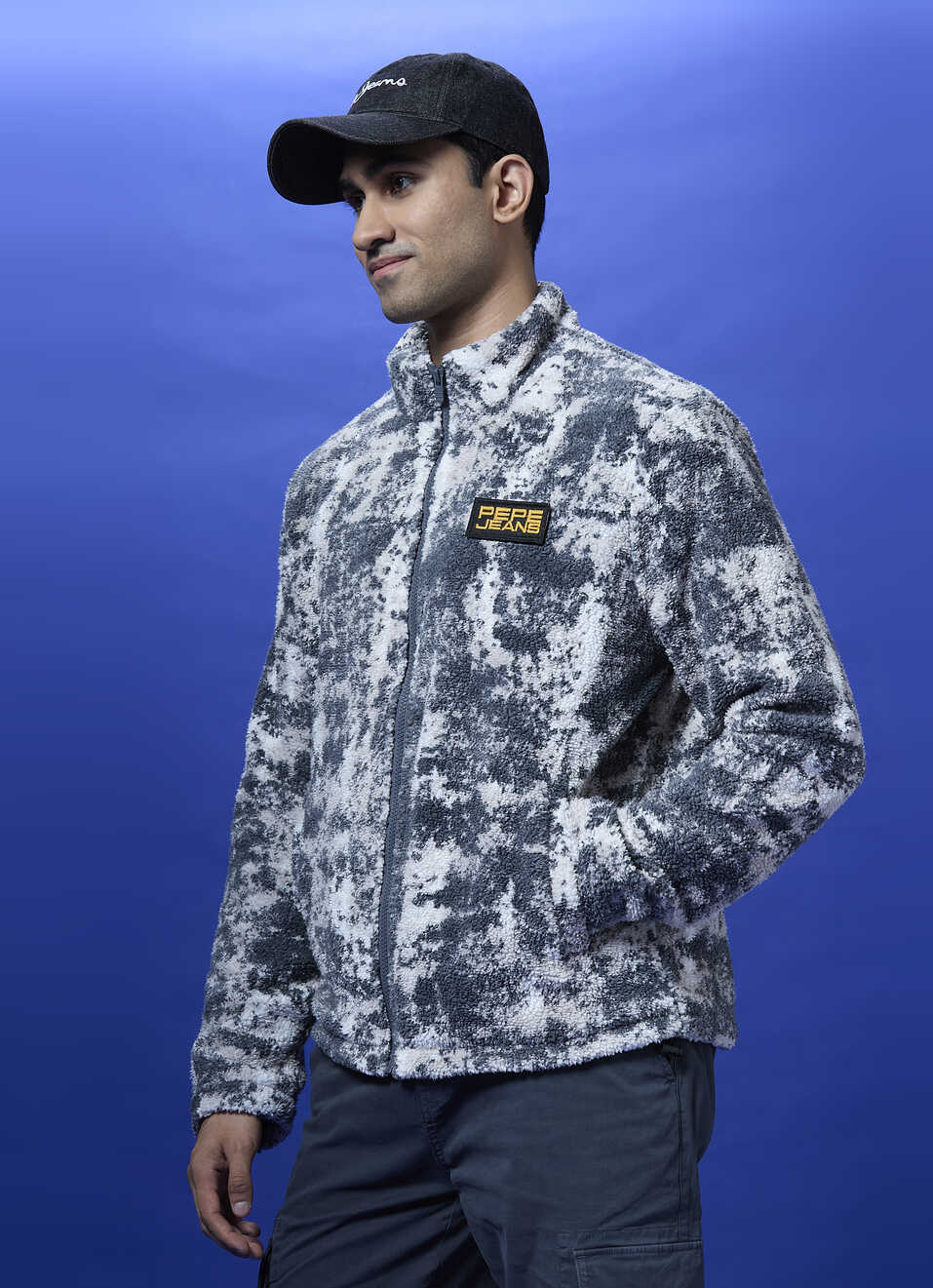 Black Abstract Print Full Sleeve Jacket, , large image number 3