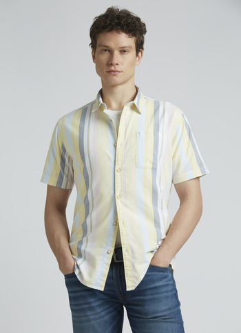 Yellow Summer Stripes Short Sleeve Shirt