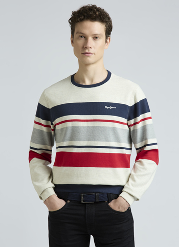 Ecru Stripes Full Sleeve Sweatshirt