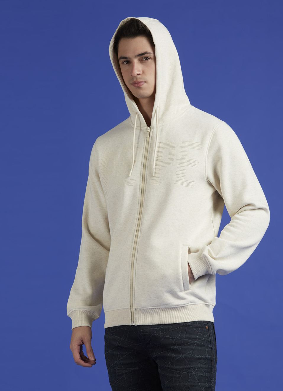 Ecru Full Sleeve Hooded Sweatshirt, , large image number 3