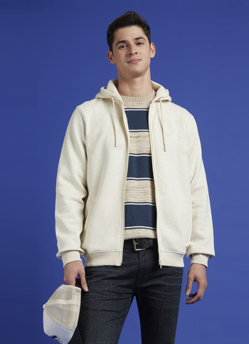 Ecru Full Sleeve Hooded Sweatshirt