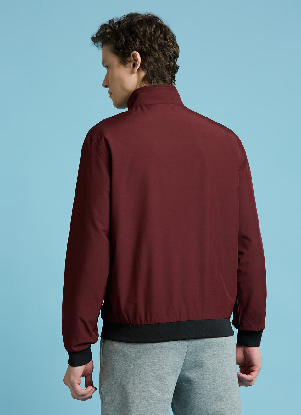 Burgundy High Neck Full Sleeve Lightweight Jacket, , large image number 2