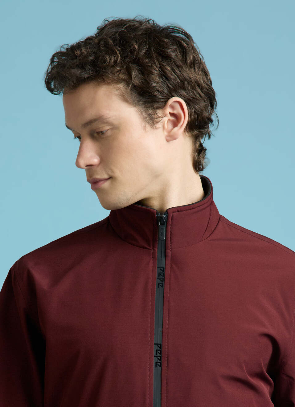 Burgundy High Neck Full Sleeve Lightweight Jacket, , large image number 4