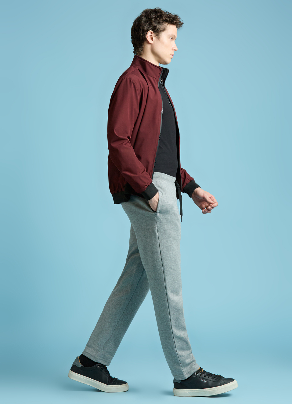 Burgundy High Neck Full Sleeve Lightweight Jacket, , large image number 5