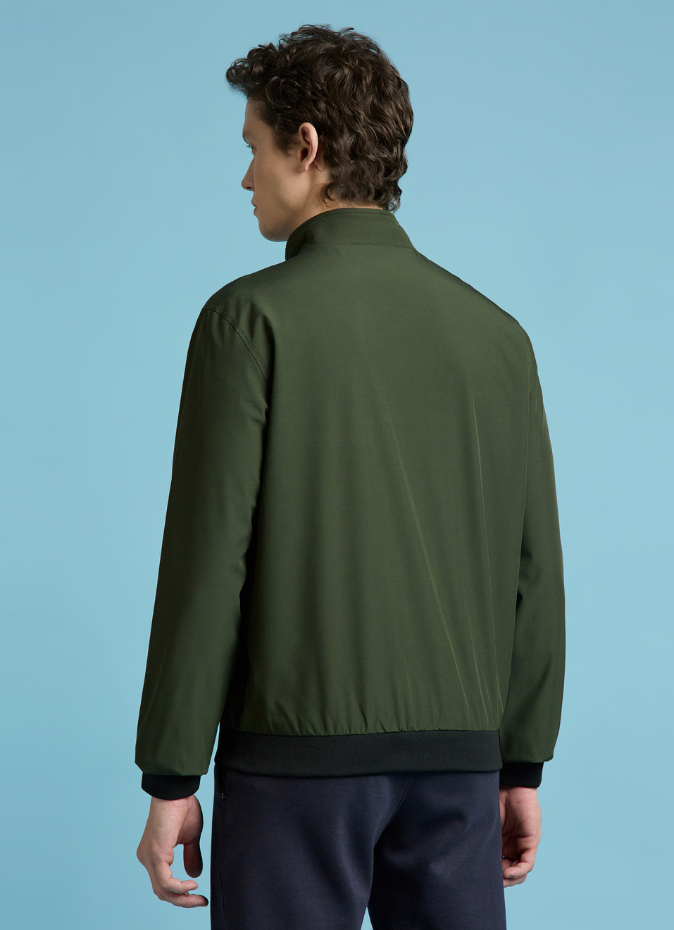 Olive High Neck Full Sleeve Lightweight Jacket, , large image number 2