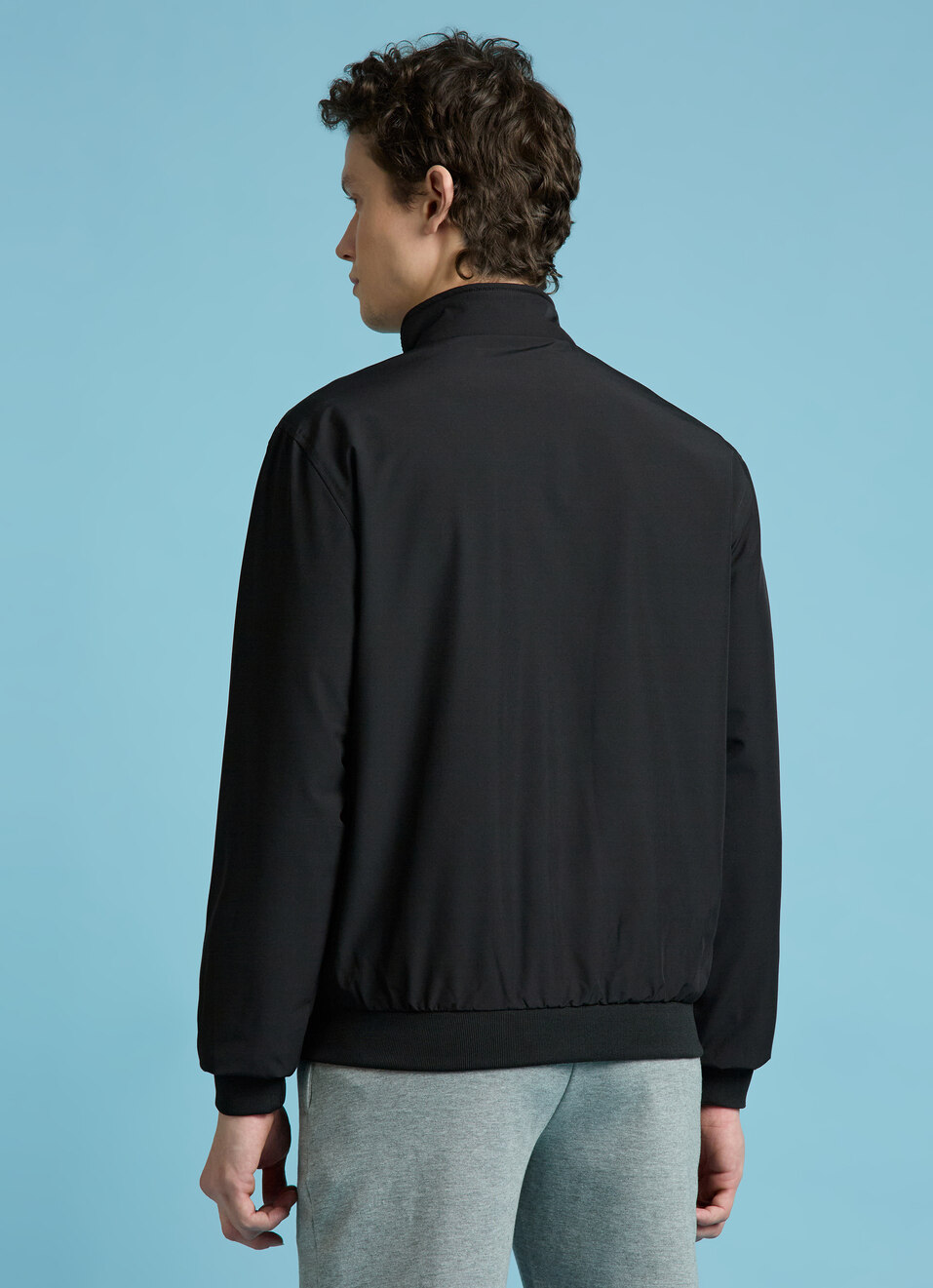 Black High Neck Full Sleeve Lightweight Jacket, , large image number 2