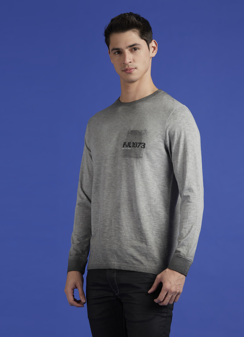 Grey Graphic Back Print Full Sleeve T-shirt, , large image number 3