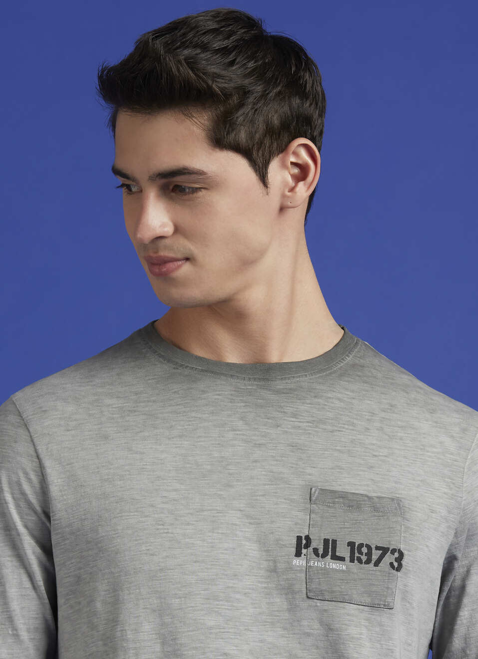 Grey Graphic Back Print Full Sleeve T-shirt, , large image number 4
