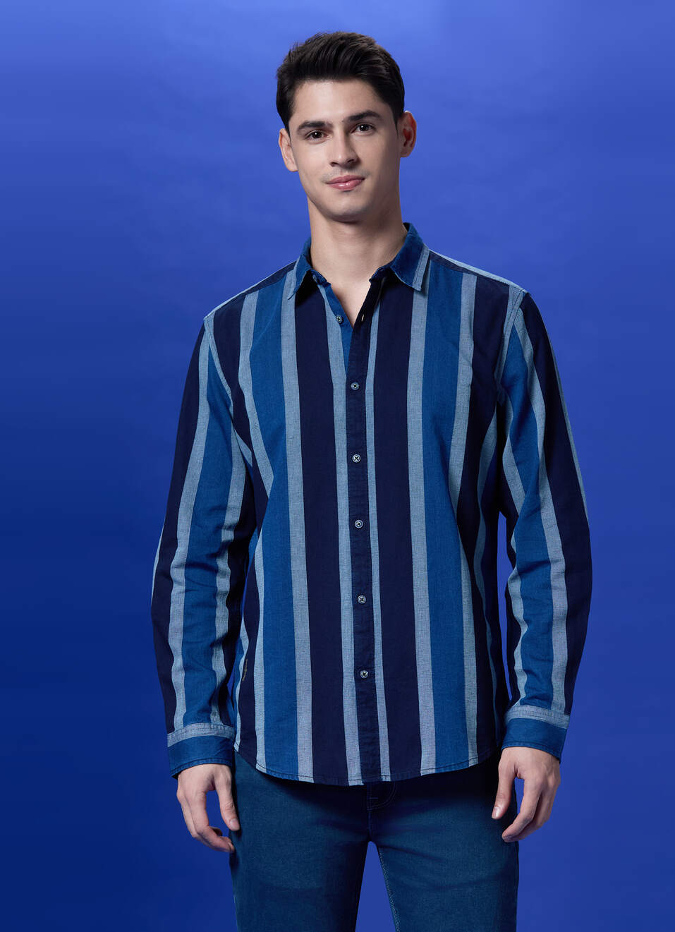 Blue Stripes Full Sleeve Shirt, , large image number 1