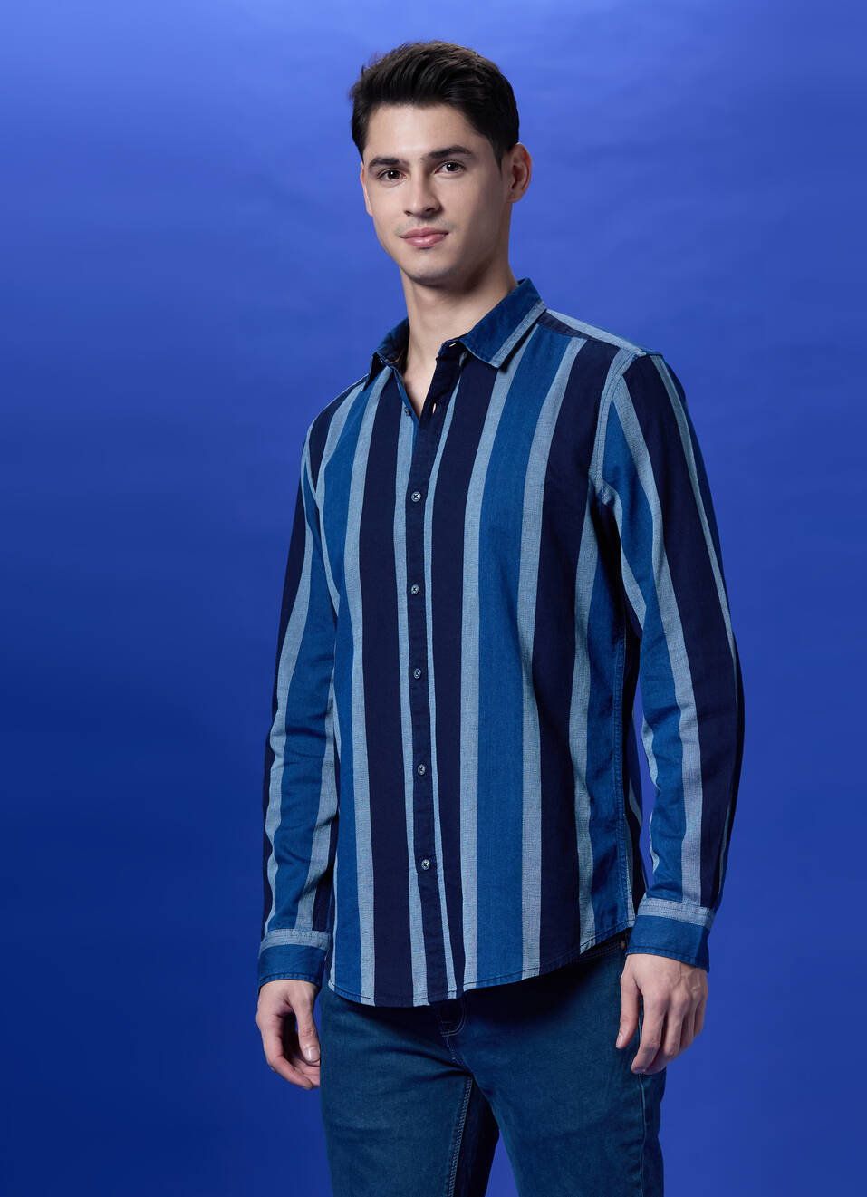 Blue Stripes Full Sleeve Shirt, , large image number 3