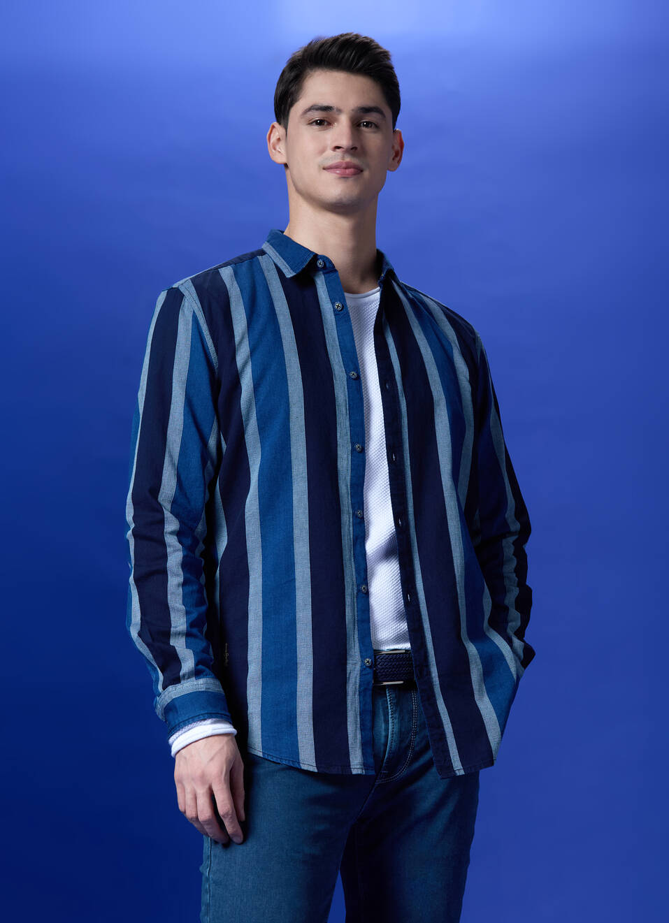 Blue Stripes Full Sleeve Shirt, , large image number 0