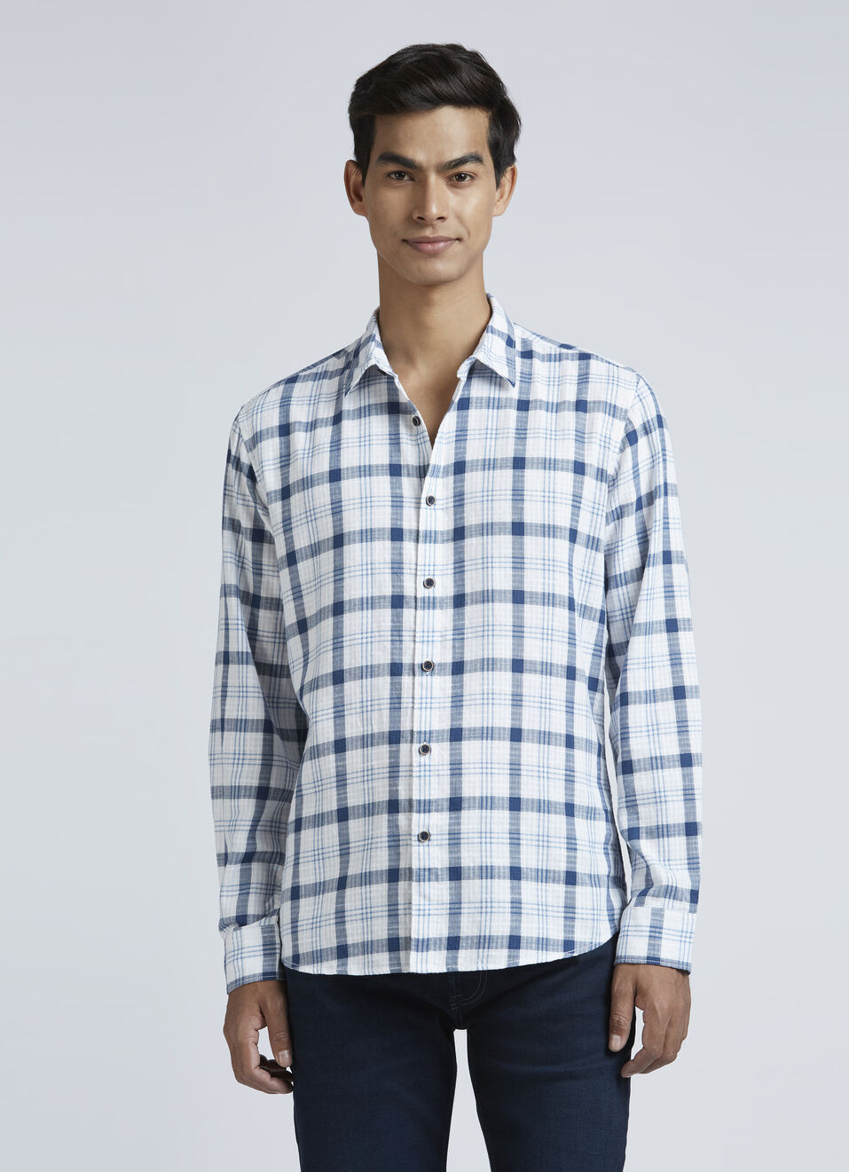 White Check Full Sleeve Shirt, , large image number 1