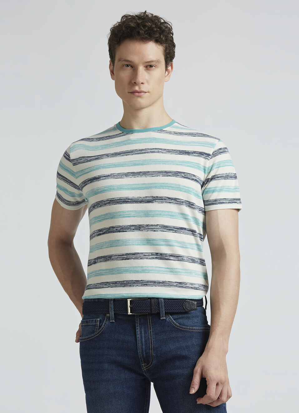 Burgundy Stripes Short Sleeve T-shirt, , large image number 0