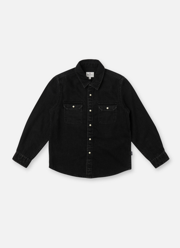 Boys Black Full Sleeve Denim Shirt
