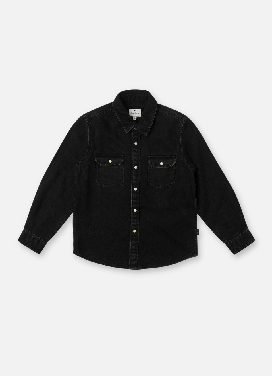 Boys Black Full Sleeve Denim Shirt, , large image number 0