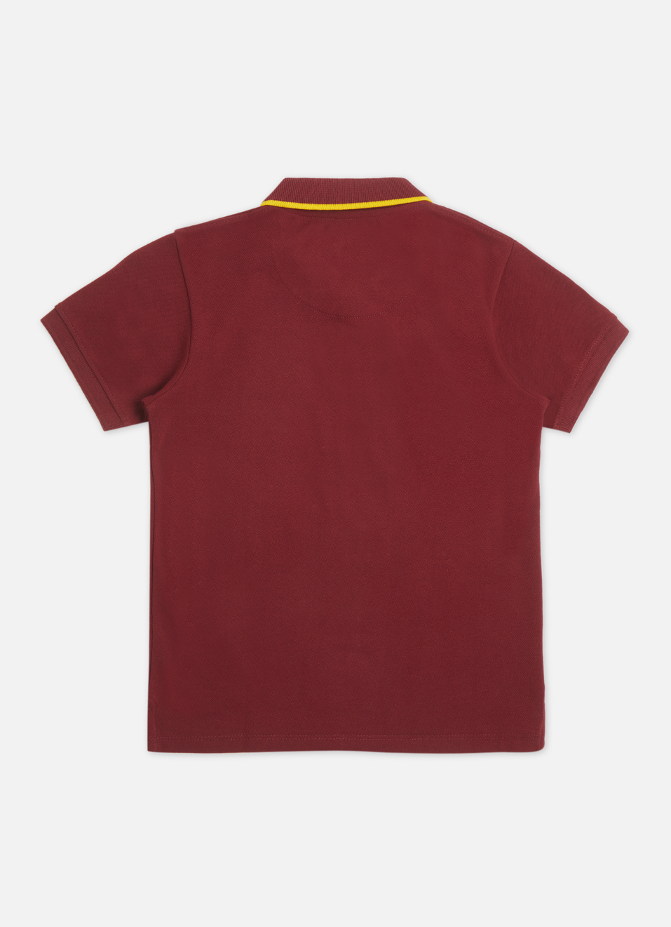 Boys Yellow Ribbed Collar Short Sleeve Polo, , large image number 1