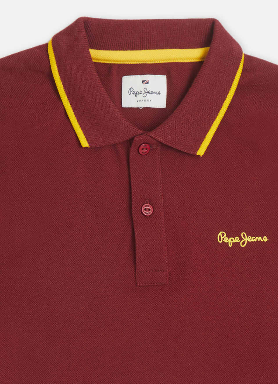 Boys Yellow Ribbed Collar Short Sleeve Polo, , large image number 2