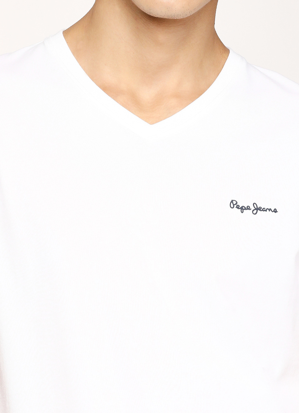 Men White V Neck Short Sleeve T-shirt, , large image number 4