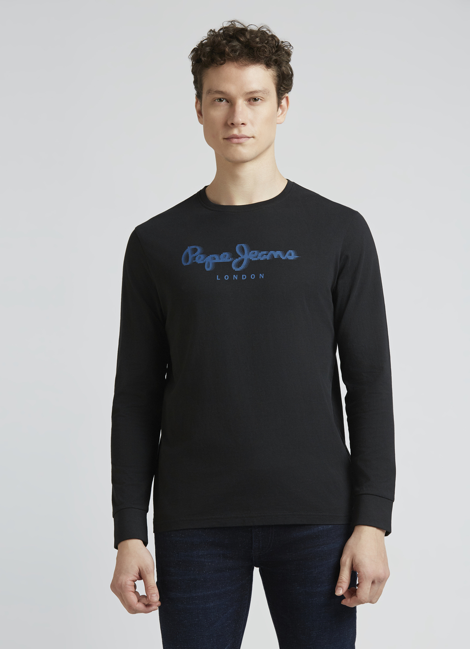 Black Crew Neck Full Sleeve T-shirt, , large image number 1