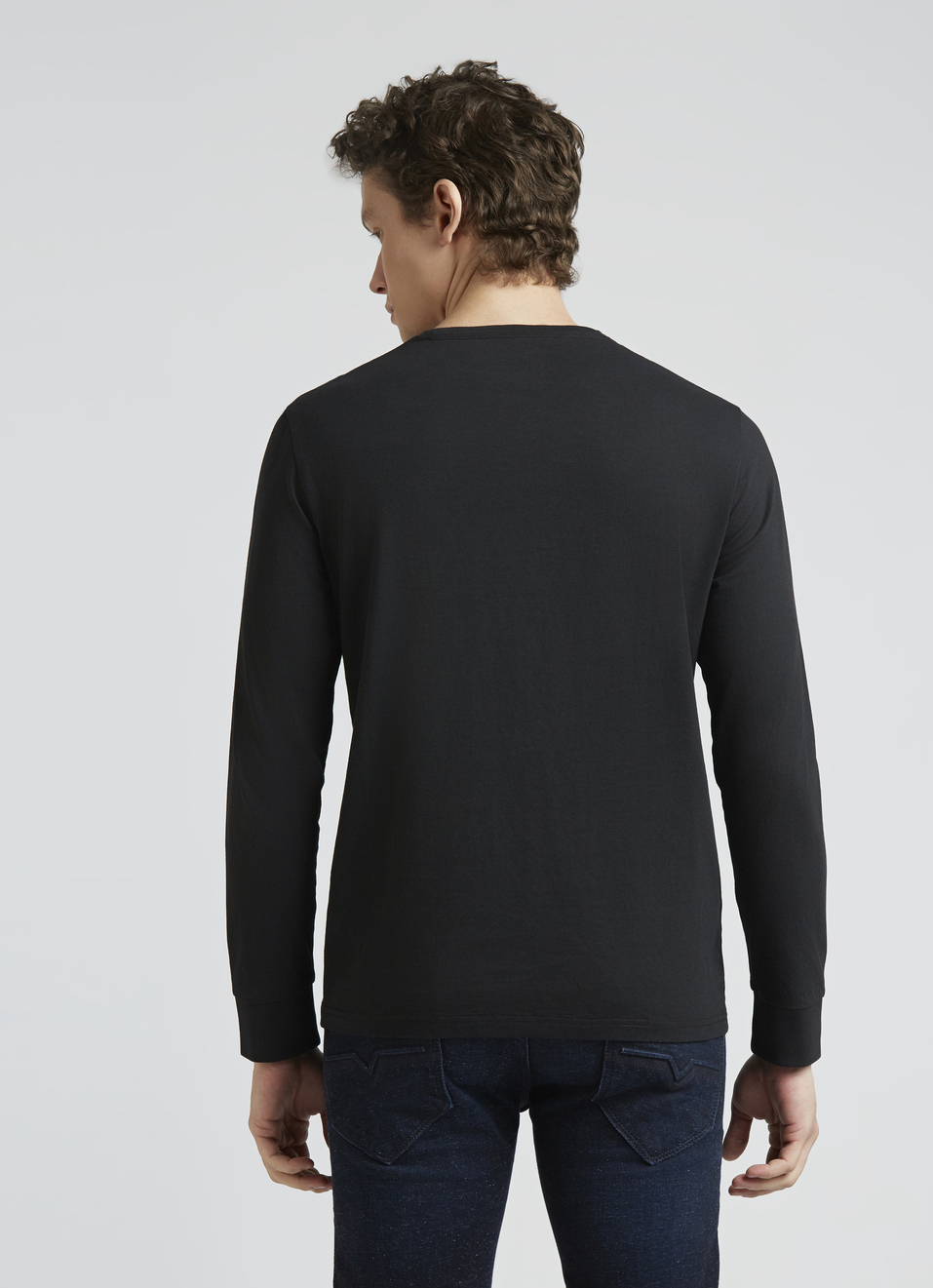 Black Crew Neck Full Sleeve T-shirt, , large image number 2