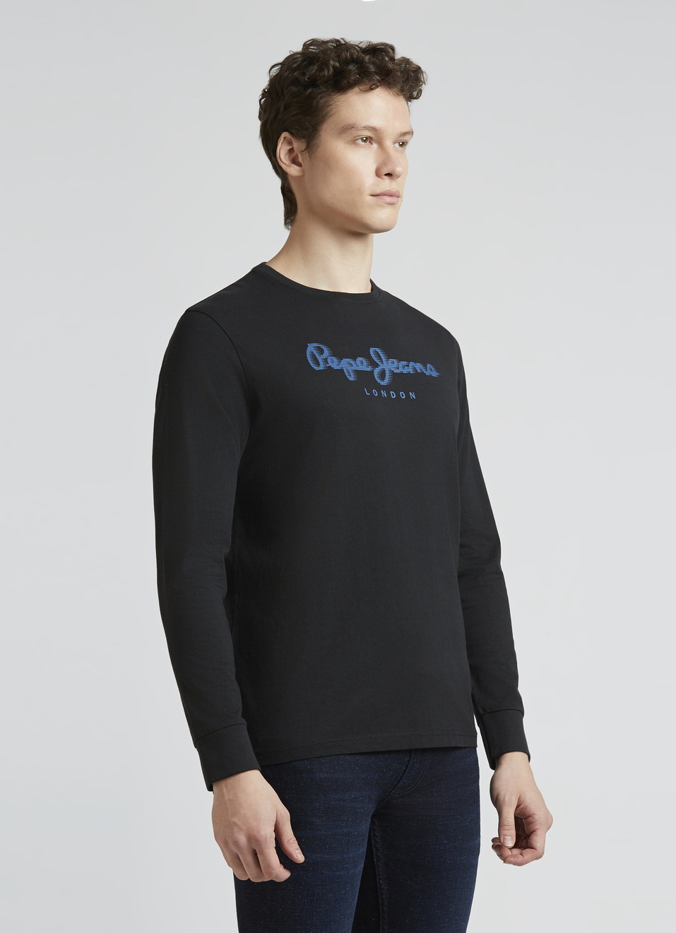 Black Crew Neck Full Sleeve T-shirt, , large image number 3