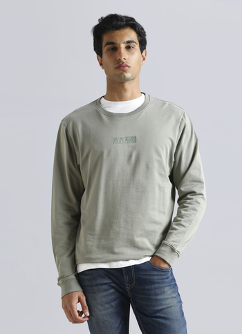 Green Crew Neck Full Sleeve Sweatshirt