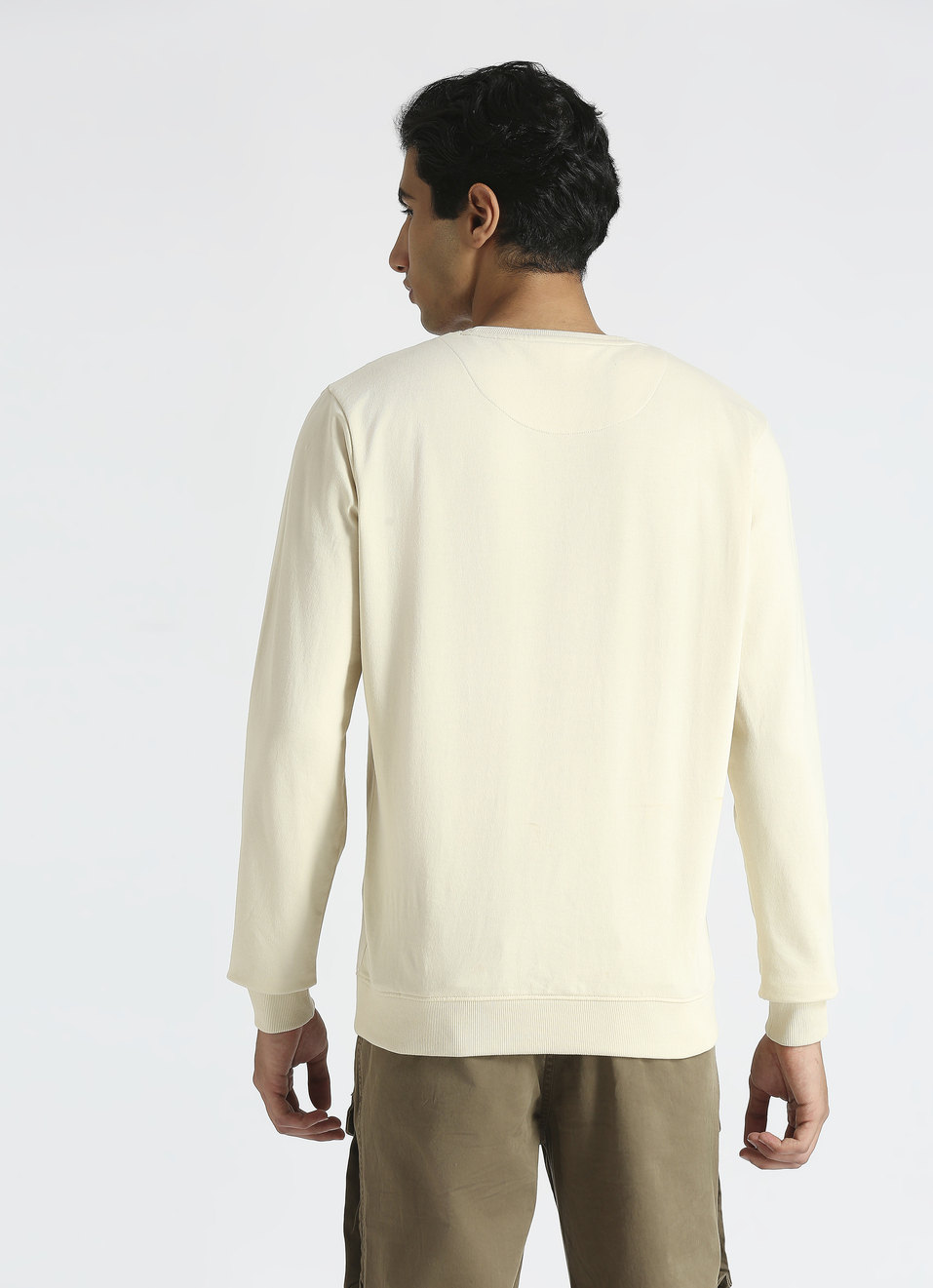 Ivory Crew Neck Full Sleeve Sweatshirt, , large image number 2