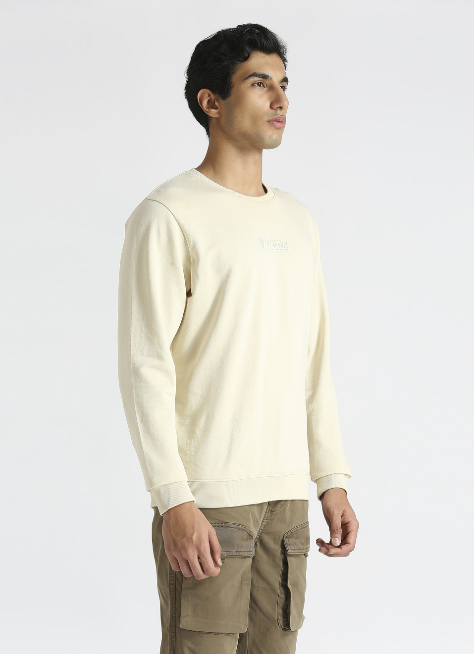 Ivory Crew Neck Full Sleeve Sweatshirt, , large image number 3