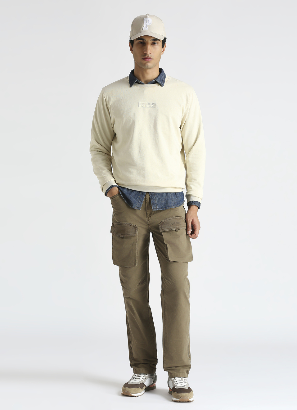 Ivory Crew Neck Full Sleeve Sweatshirt, , large image number 5