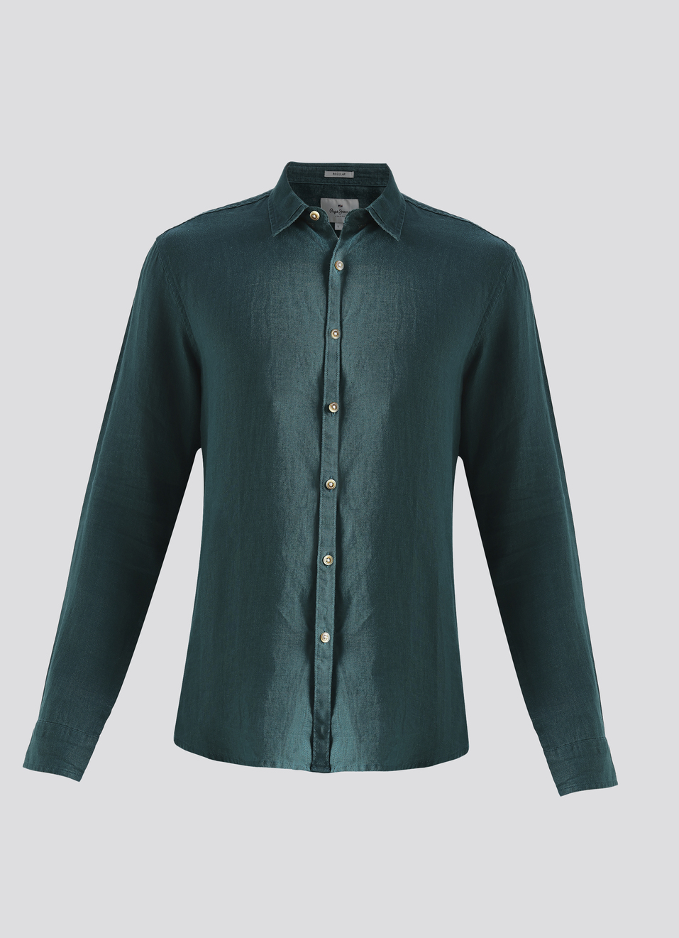 Men Dark Green Pure Linen Full Sleeve Shirt, , large image number 6