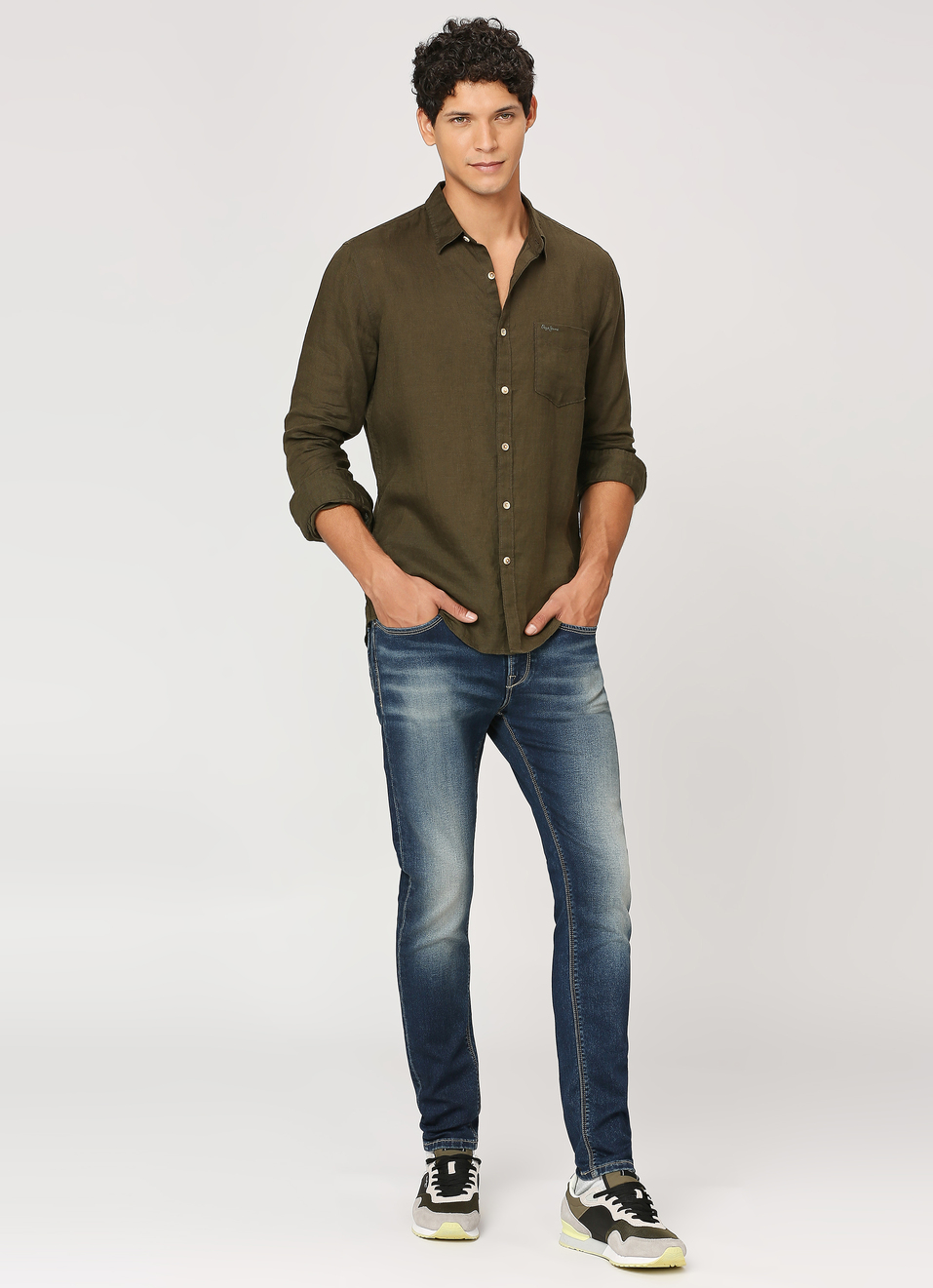 Men Green Pure Linen Full Sleeve Shirt, , large image number 6