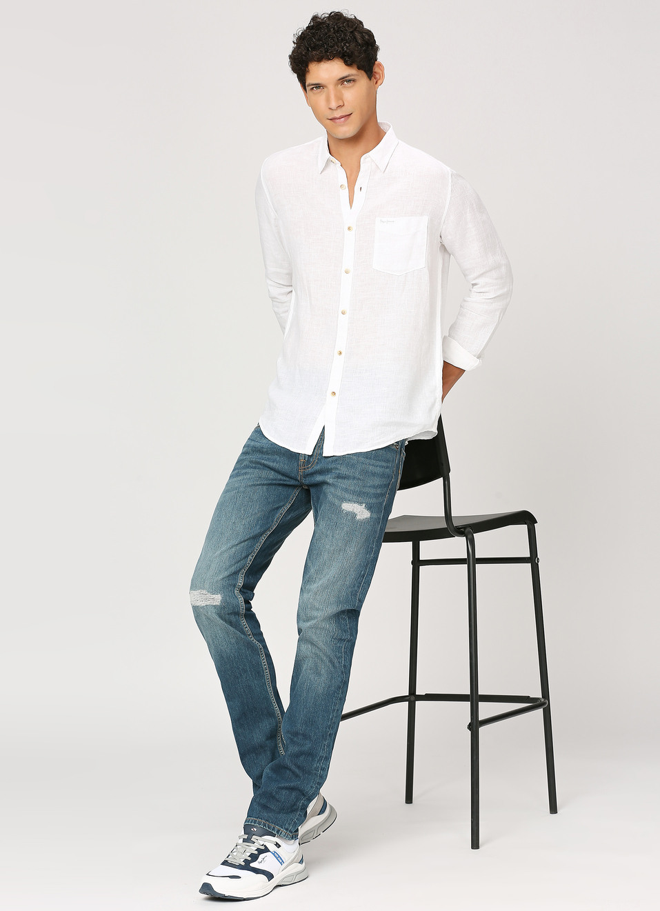 Men White Pure Linen Full Sleeve Shirt, , large image number 5