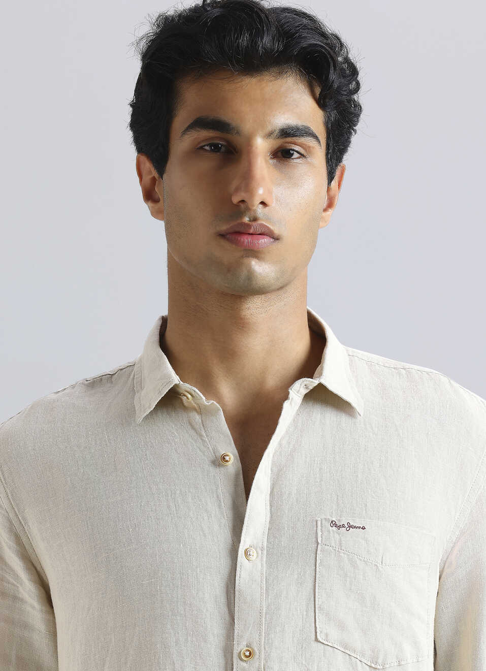 Men Beige Pure Linen Full Sleeve Shirt, , large image number 4