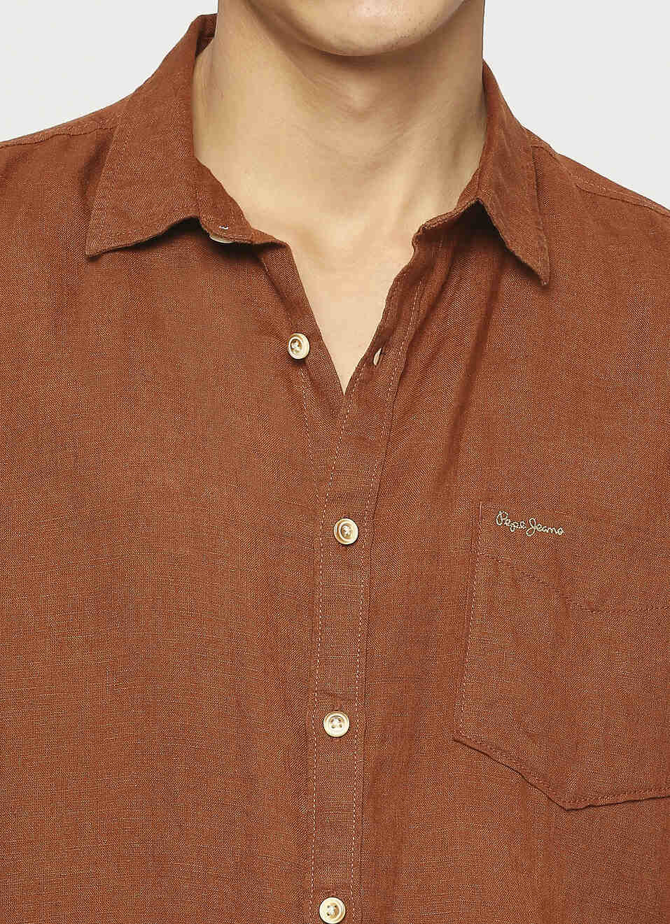 Men Brown Pure Linen Full Sleeve Shirt, , large image number 4