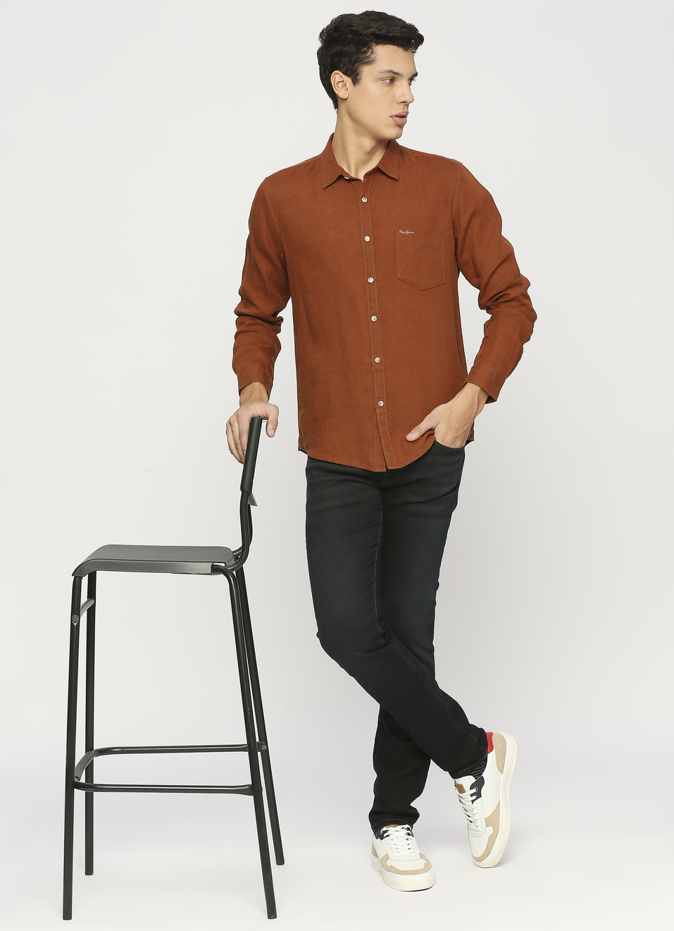 Men Brown Pure Linen Full Sleeve Shirt, , large image number 5