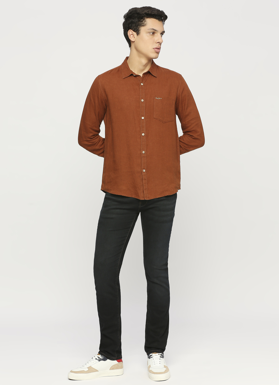 Men Brown Pure Linen Full Sleeve Shirt, , large image number 6