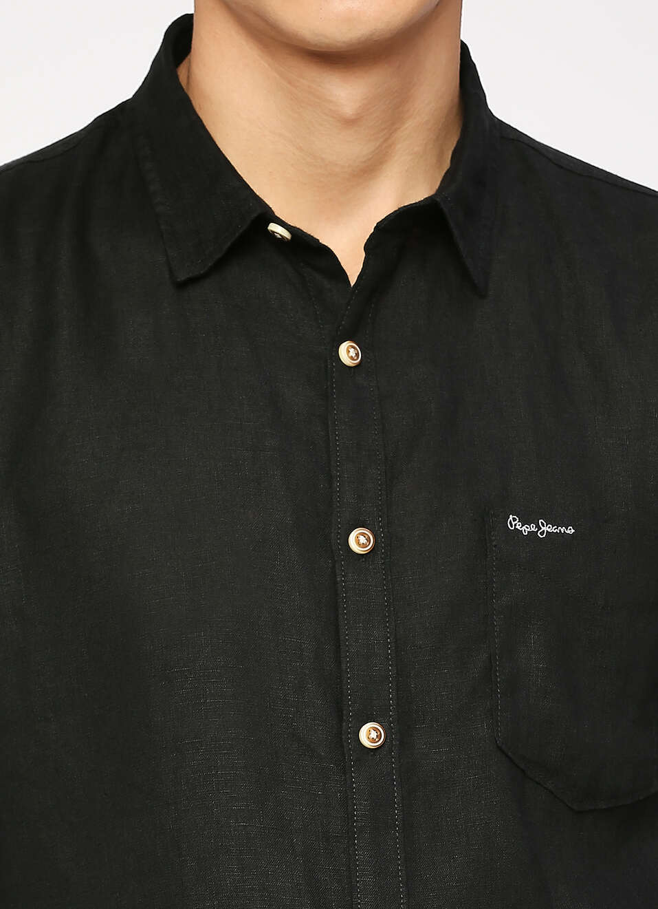 Men Black Pure Linen Full Sleeve Shirt, , large image number 4