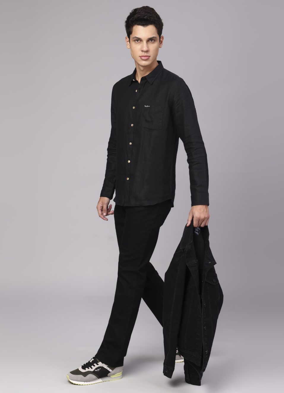 Men Black Pure Linen Full Sleeve Shirt, , large image number 5